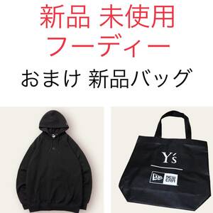 直営店購入 新品 未使用 Y’s 23 今期 プルオーバー フーディー 黒 パーカー XL ヨウジ ヤマモト NEW ERA コラボ ニューエラ トレーナー