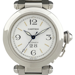 カルティエ CARTIER パシャC ビッグデイト W31044M7 腕時計 SS 自動巻き ホワイト ユニセックス 【中古】