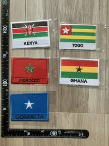 1セットのみ　アフリカ　各国　国旗　アイロンワッペン 5枚セット　刺繍 パッチ アップリケ 簡単貼り付け フラッグ 送料84円　
