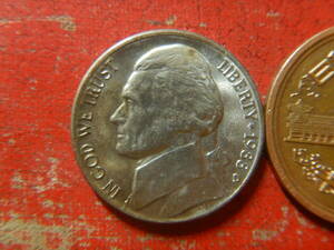 外国・USA／ジェファーソン５セント白銅貨（1988年D）　240509