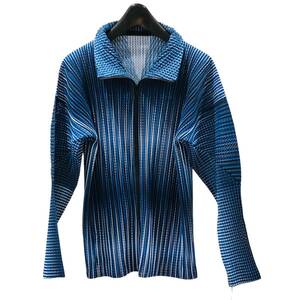 【未使用】 ISSEY MIYAKE イッセイミヤケ タグ付 HOMME PLISSE オム プリッセ ダブルジップ ブルー系 ジャケット ブルー系 サイズ2 メンズ