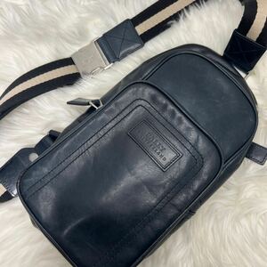 1円●美品●BALLY バリー ボディバッグ ショルダーバッグ 斜め掛け TABEL-MD トレインスポッティング　カーフレザー　ネイビー　メンズ