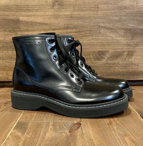 新品 希少 Marni マルニ メンズ classic lace up boot 艶黒革 軽量ソール 厚底仕様 クラシック レースアップ ブーツ 靴シューズ41 26cm