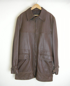 ■BRUNO MAGLI【ブルーノマリ】茶 鹿革 本革 レザー コート 48■ジャケット