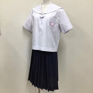 O5(中古)兵庫方面 女子制服2点 /L/W66/丈60/28本/セーラー/夏スカート/衣/KANKO/半袖/夏用/夏服/白3本/中学校/高校/女子学生/制服/学生服