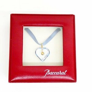 Baccarat バカラ　クリスタル　ハートネックレス　チョーカー　サックスブルー　K18　750刻印〈O1701〉G3