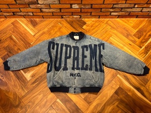 新品未使用 23ss Supreme Washed Knockout Denim Varsity Jacket sizeXL シュプリーム デニム ヴァーシティージャケット