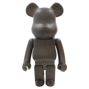 メディコムトイ×KARIMOKUBE BE@RBRICK CRACK PAINT 1000% カリモク ベアブリック クラックペイント ウッド フィギュア 人形 ブラウン