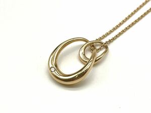 ★本物保証済 美品 Georg Jensen ジョージジェンセン 750 K18 ゴールド 金 ネックレス 一粒ダイヤ ダイヤモンド アクセサリー ジュエリー 