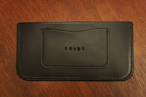 BOSSA ヌメ革製 シンプル 本革製 スリムなカード入れ付き札入れ BS2 黒色 薄型 財布 日本製 ブラック ハンドメイド 小銭入れなし 牛革製