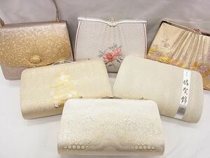 平和屋1■和装小物　和装バッグまとめて6点　刺繍　佐賀錦　草花文　文字文　舞桜　金銀糸　逸品　未使用あり　CAAC6327eg