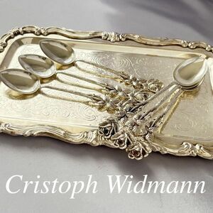 【Cristoph Widmann】 薔薇のデザートスプーン 6本【純銀】ヒルデスハイムローズ
