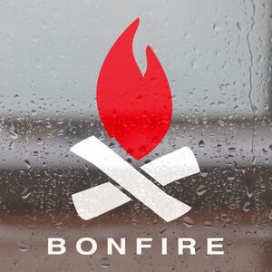 送料無料◆BONFIRE 焚火 カッティングステッカー◆ホワイト｜20cm｜超防水 UVカット 屋外使用可【C001】