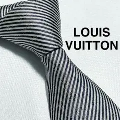 【良品】LOUIS VUITTON ルイヴィトン　ネクタイ　ストライプ柄　白×黒