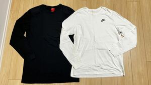 NIKE メンズ 2枚セット 黒XL 白XXL ロングスリーブシャツ ロングTシャツ ロンT カットソー ナイキ 
