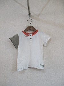 papp白地ヘンリーネックTシャツ サイズ100（USED）71017②