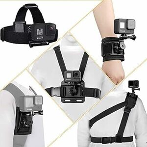 Taisioner GoPro用アクセサリー カメラ ヘッドマウント ストラップマウント ショルダーブレース バックパッククリップ