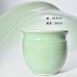 中国古玩 粉青釉 植木鉢 盆栽鉢唐物 br10195