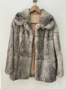 ◆ 毛皮コート ショート ラビットファー グレー系 ◆