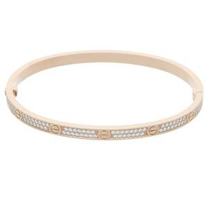 カルティエ Cartier LOVE BRACELET ラブブレス スモールモデル サイズ:17 K18PG パヴェダイヤ スモールモデルブレスレット 中古 SJ02