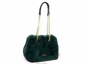 ■新品■未使用■ kate spade ケイトスペード ファー ショルダーバッグ トートバッグ レディース グリーン系 AT3141