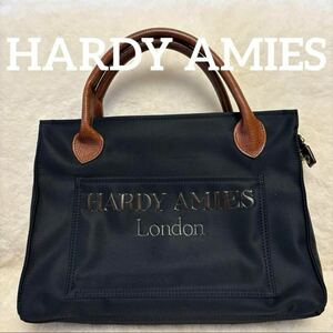 ☆ HARDY AMIES ☆ ハーディエイミス ロゴ入りナイロン ハンドバッグ