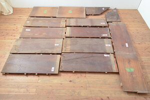 R-053256和製アンティーク 明治期 古材 DIYにおすすめ!床材として使われていた総ケヤキ材14枚セット(総欅材、総けやき材、材料、木材、板)
