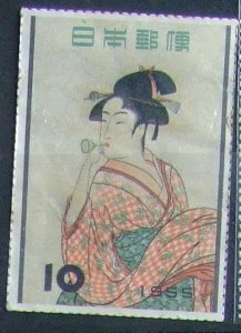 昔懐かしい切手 切手趣味週間 「ビードロを吹く娘」 1955.11.1.発行ｄ