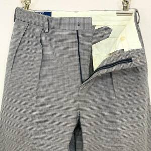 希少《 Cotton Wool / W34 》90s 2000s 美品【 Ralph Lauren コットン ウール グレンチェック 2プリーツ スラックス ビンテージ L34 】