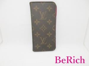 ルイ ヴィトン LOUIS VUITTON iPhone X XS ケース カバー モノグラム フォリオ M63444 茶 ローズ ピンク【中古】bc1823