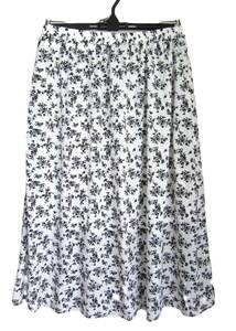 D608　新品　【サイズ・3】　～5L・6L　ホワイト　花柄　フレア　スカート　シフォン　大きいサイズ　レターパックプラス　上品　可愛い