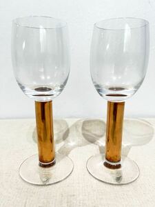 オレフォス　orrefors ノーベルシリーズ　NOBEL JUBILEE ワイングラス　クリスタルガラス　金　ゴールド Baccarat 高さ16.3cm 径5.2cm