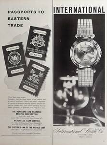 稀少・時計広告！1962年IWC 時計広告/International Watch Co./Automatic/W