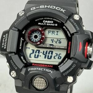 美品G-SHOCK GW-9400 レンジマン タフソーラー 電波受信 電波ソーラー マルチバンド6 トリプルセンサー ブラック カーボンバンド仕様