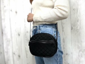 極美品 CELINE セリーヌ マカダム柄 ショルダーバッグ バッグ キャンバス×レザー 黒 71572