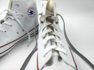 靴紐 シューレース 平タイプ グラデーション グレー ホワイト 120cm