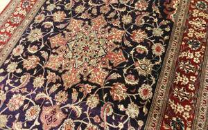 【イチオシ絶品】ペルシャ絨毯 クム シルク 手織り 80cm-123cm 81万ノット ザロチャラク