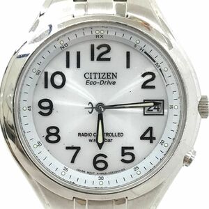 CITIZEN シチズン Eco-Drive エコドライブ 腕時計 H415-S033047 電波ソーラー アナログ ラウンド ホワイト シルバー カレンダー シンプル