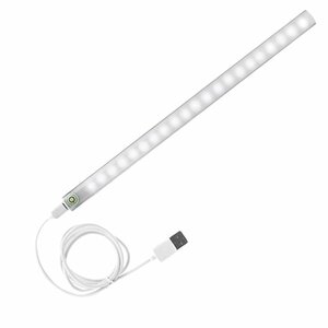 FUJIMORI LED バーライト 30cm 薄型0.7mm タッチ式 スイッチ 5V 6W 昼白色 USB 6000Ｋ「長押し」無段調光 メタル