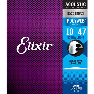 Elixir アコースティックギター弦 11000 80/20BRONZE POLYWEB Extra Light 10-47 エクストラライト 正規品
