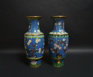 時代物 中国美術 七宝焼 花瓶一対