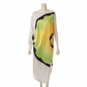 【イッセイミヤケ】Issey miyake　SLICE One-Sleeved Dress Melon スライスメロン ドレス ワンピース ホワイト 2 【中古】197542