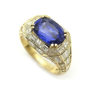 【緑屋質屋】ピキョッティ(PICCHIOTTI) サファイア・ダイヤリング 3.03ct　K18YG【中古】