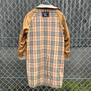 古着 90s Burberry バーバリー 裏地 ノバチェック ステンカラーコート バルマカーン ベージュ