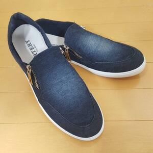 西海岸テイスト California【スリッポン】サーフスタイル【SLIP ON】絶品！藍色 インディゴ デニムネイビー【サンダルスニーカー】27cm