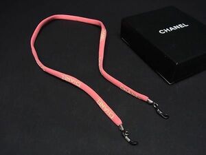 ■新品同様■ CHANEL シャネル ロゴ キャンバス メガネ用 メガネストラップ メガネチェーン グラスコード ピンク系 AS6683