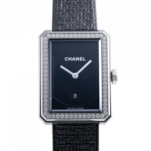 シャネル CHANEL ボーイフレンド ツイード H5318 ブラック文字盤 中古 腕時計 レディース