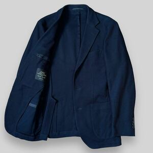 【美品】 UNITED ARROWS ユナイテッドアローズ サマーコットン 2B テーラードジャケット 紺 42 背抜き サマージャケット 2つボタン スーツ 