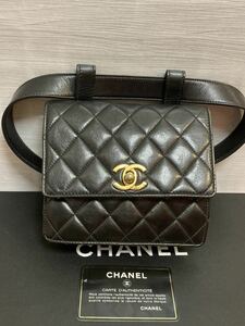 美品　CHANEL シャネル マトラッセ　ココマーク　ブラック　ウェストバッグ