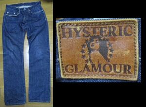 正規品　日本製　ヒステリックグラマー　28サイズ　牛革パッチ　デニム　ジーンズ　ヒスグラ　スタッズ　HYSTERIC GLAMOUR